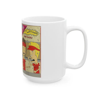 BEAVIS AND BUTTHEAD WORK SUCKS (VHS COVER) - White Coffee Mug-Go Mug Yourself