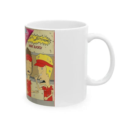 BEAVIS AND BUTTHEAD WORK SUCKS (VHS COVER) - White Coffee Mug - Go Mug Yourself