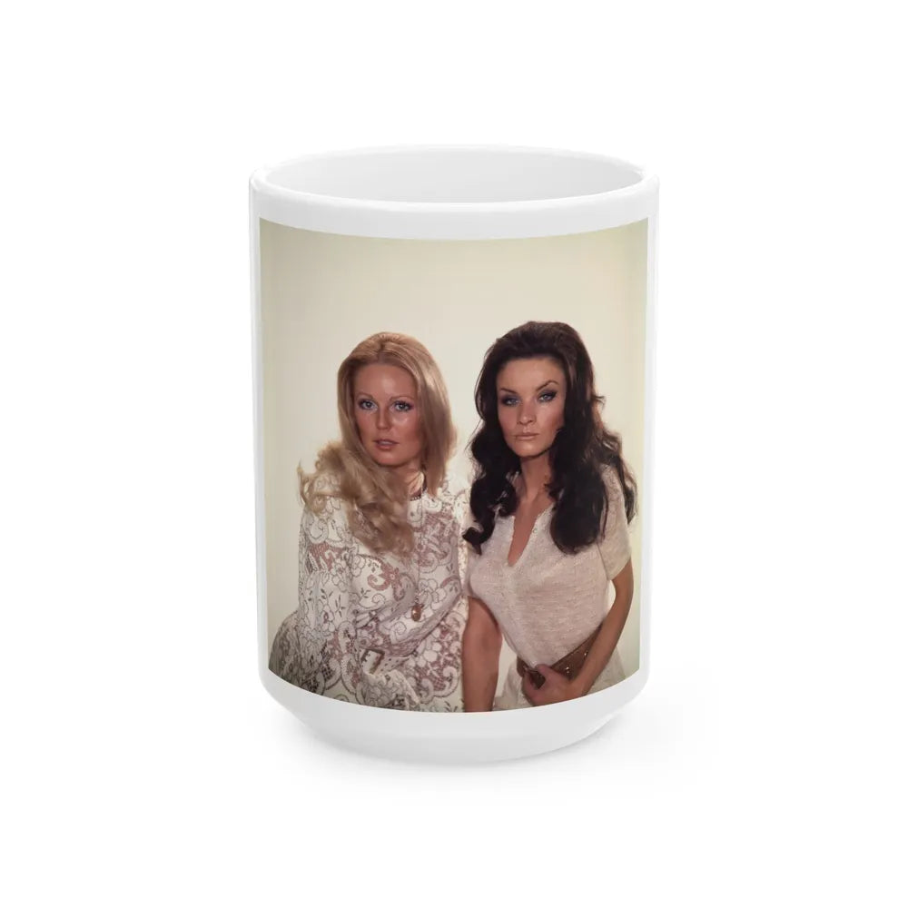 Veronica Carlson #102 with, Hammer Actress Kate O'Mara (Vintage Female Icon) White Coffee Mug-15oz-Go Mug Yourself