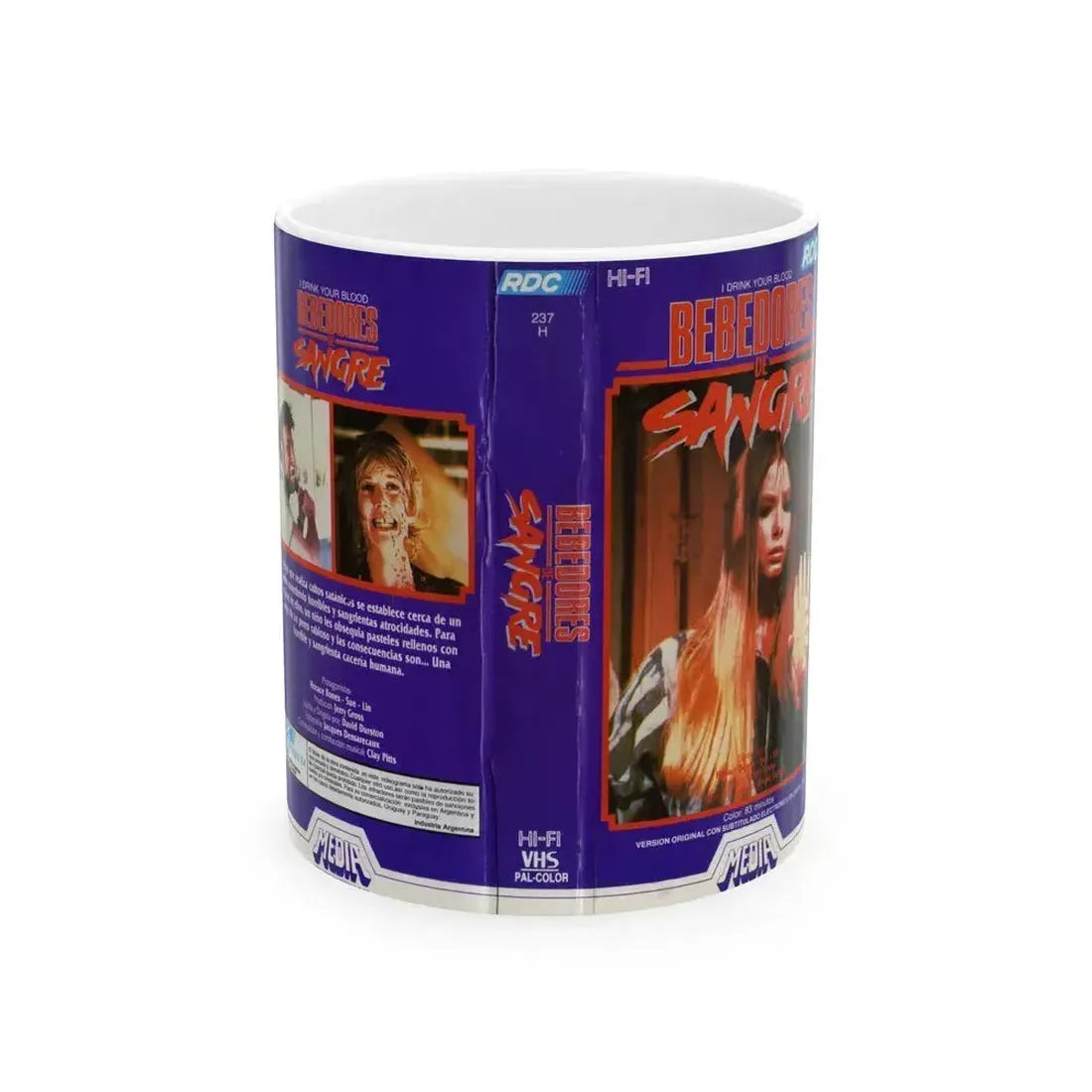 BEBEDORES DE SANGRE (VHS COVER) - White Coffee Mug 11oz - Go Mug Yourself