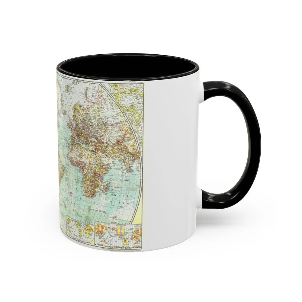 World Map (1957) (Map) Accent Coffee Mug-Go Mug Yourself