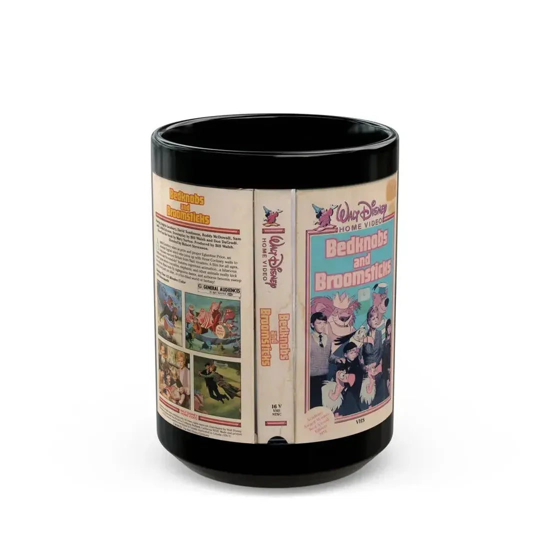 BEDKNOBS AND BROOMSTICKS (VHS COVER) - Black Coffee Mug 15oz - Go Mug Yourself