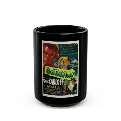 BEDLAM 1946 Movie Poster - Black Coffee Mug 15oz - Go Mug Yourself