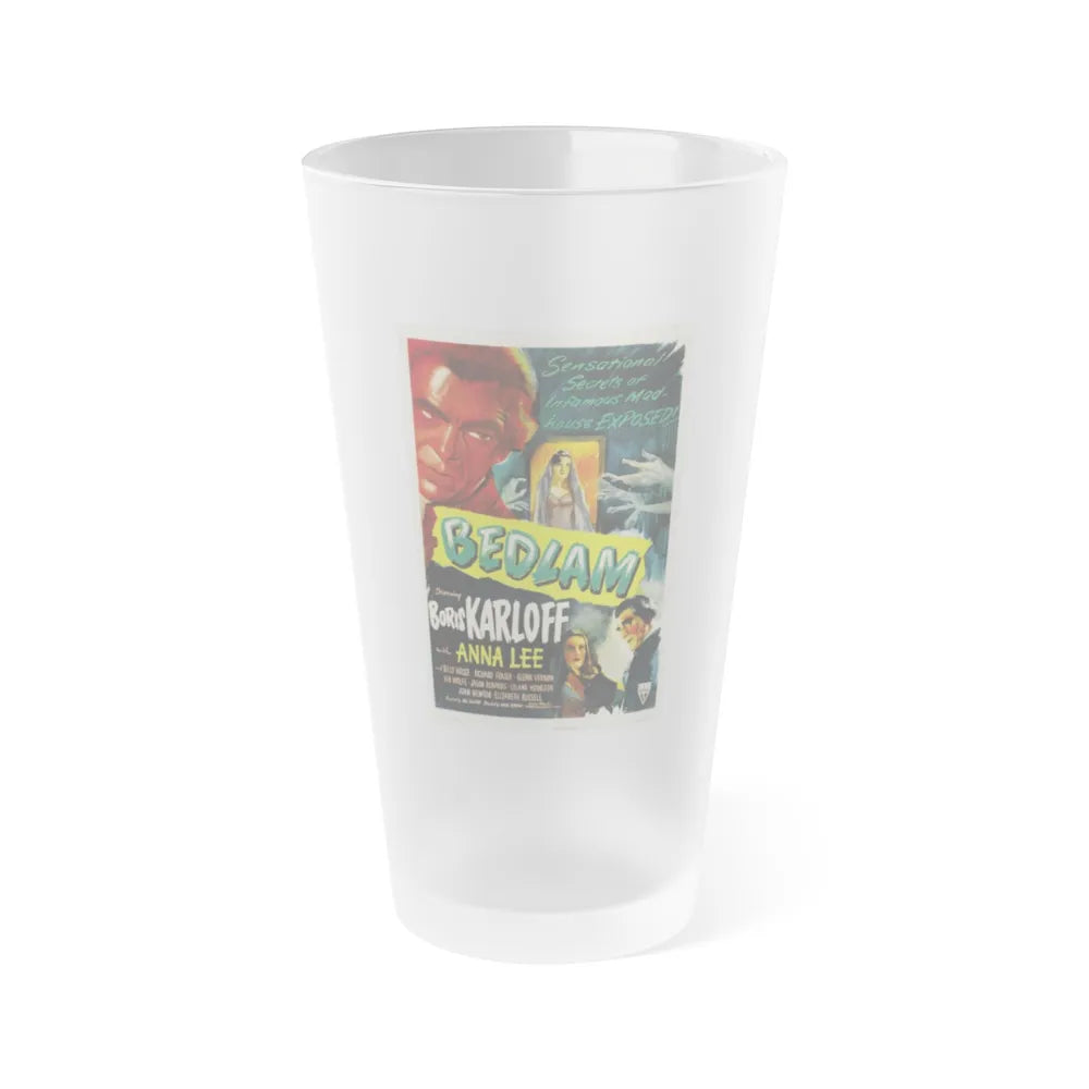 BEDLAM 1946 Movie Poster - Frosted Pint Glass 16oz-16oz-Frosted-Go Mug Yourself