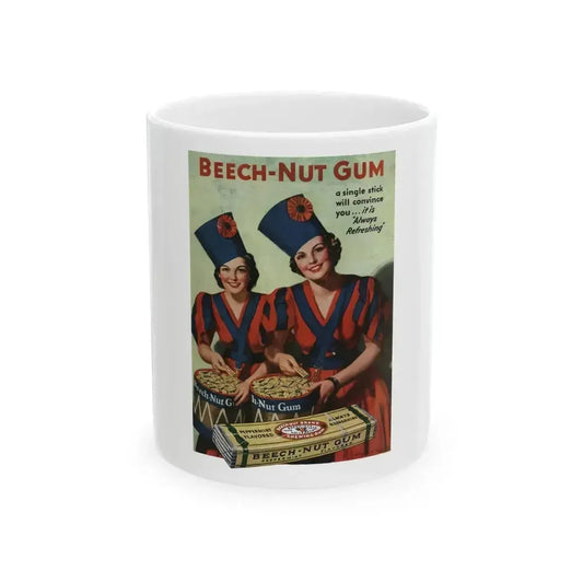 Beech-Nut Gum advertisement, Cosmopolitan, August 1936, page-bc - White Coffee Mug 11oz - Go Mug Yourself