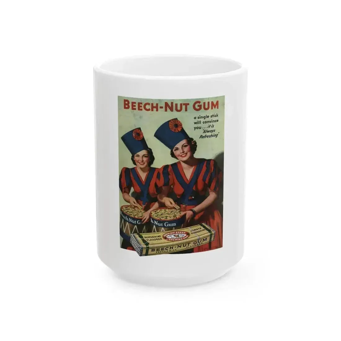 Beech-Nut Gum advertisement, Cosmopolitan, August 1936, page-bc - White Coffee Mug 15oz - Go Mug Yourself