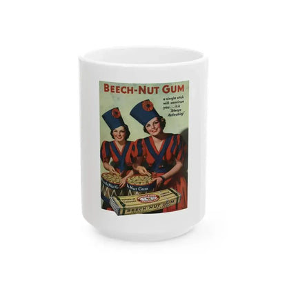 Beech-Nut Gum advertisement, Cosmopolitan, August 1936, page-bc - White Coffee Mug 15oz - Go Mug Yourself