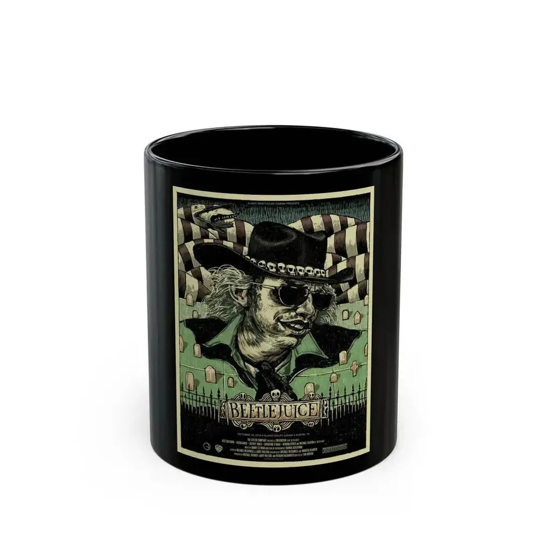 BEETLEJUICE (ALAMO) 1988 Movie Poster - Black Coffee Mug 11oz - Go Mug Yourself
