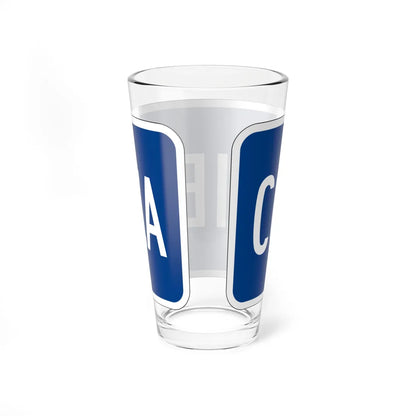 Begin plate blue es (Puerto Rico) (Road Sign) Pint Glass 16oz - Go Mug Yourself