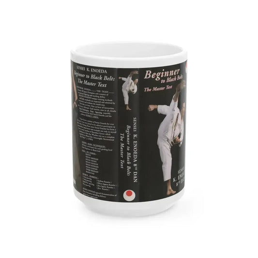 BEGINNER TO BLACK BELT THE MASTER TEXT (VHS COVER) - White Coffee Mug 15oz - Go Mug Yourself
