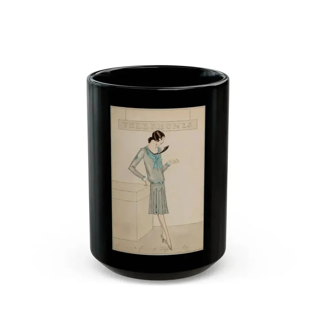 Bell Telephone Company advertising illustration (Attributed) - Black Coffee Mug 15oz - Go Mug Yourself