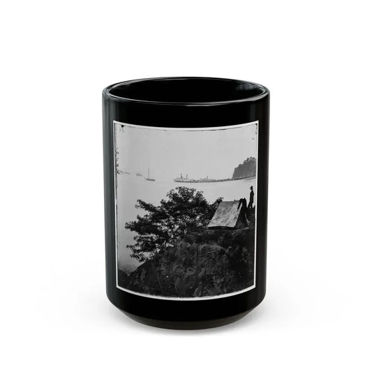 Belle Plain Landing, Virginia. Distance View Of Belle Plain Landing On The James River (U.S. Civil War) Black Coffee Mug 15oz - Go Mug Yourself