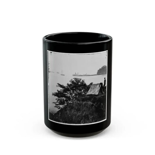 Belle Plain Landing, Virginia. Distance View Of Belle Plain Landing On The James River (U.S. Civil War) Black Coffee Mug 15oz - Go Mug Yourself