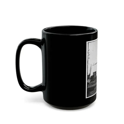 Belle Plain Landing, Virginia. Distance View Of Belle Plain Landing On The James River. (U.S. Mail Wagon 2nd Corps In Foreground) (U.S. Civil War) Black Coffee Mug - Go Mug Yourself