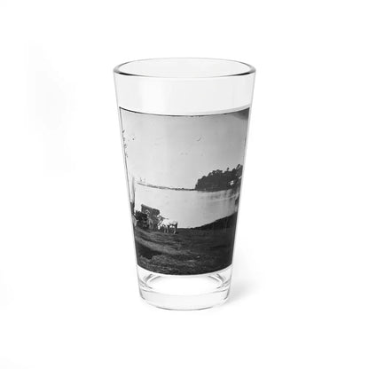 Belle Plain Landing, Virginia. Distance View Of Belle Plain Landing On The James River. (U.S. Mail Wagon 2nd Corps In Foreground) (U.S. Civil War) Pint Glass 16oz 16oz - Go Mug Yourself