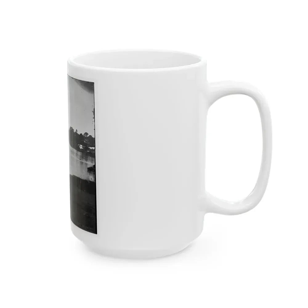 Belle Plain Landing, Virginia. Distance View Of Belle Plain Landing On The James River. (U.S. Mail Wagon 2nd Corps In Foreground) (U.S. Civil War) White Coffee Mug - Go Mug Yourself