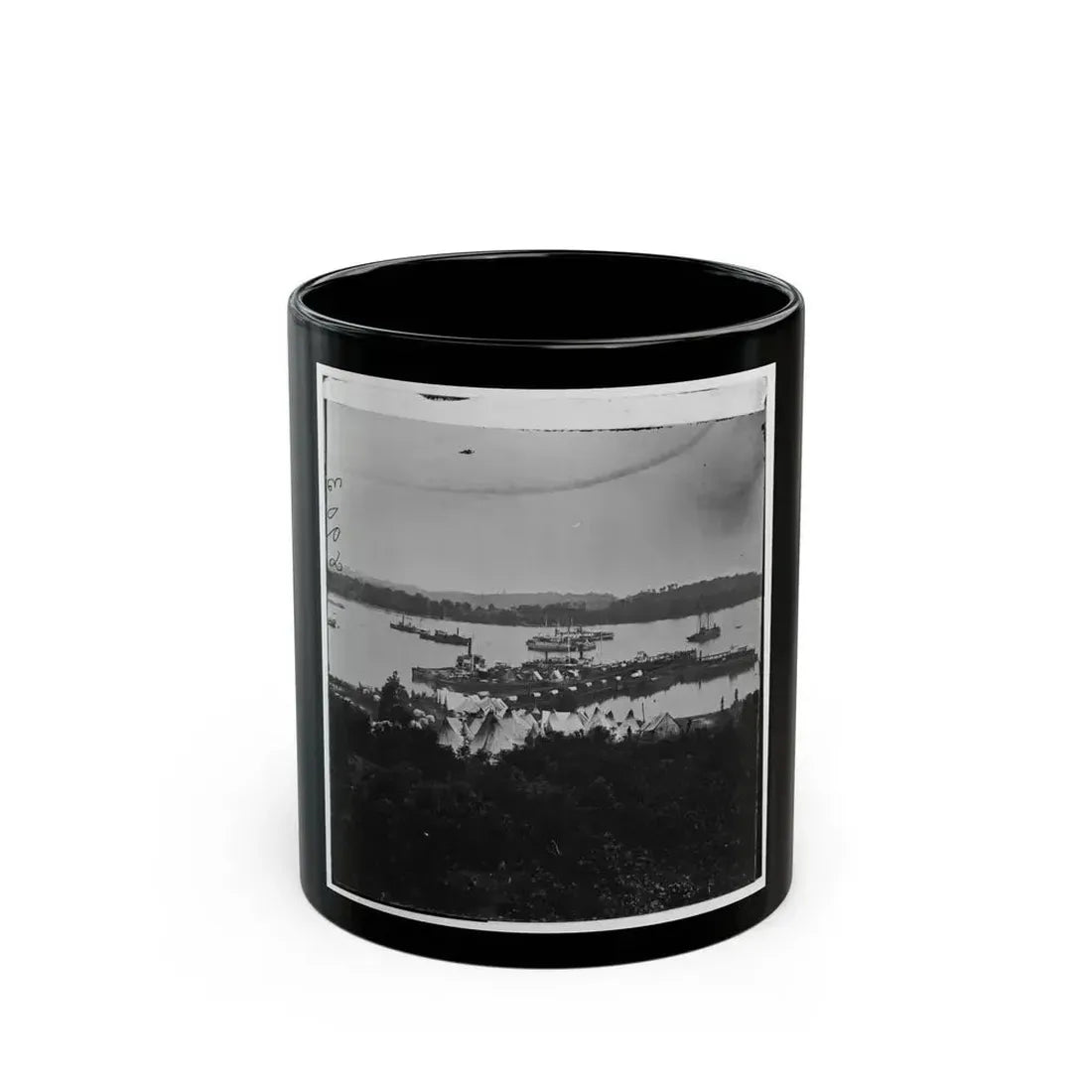 Belle Plain Landing, Virginia. View Of Camp And Transports. (Lower Landing). Photo Taken Near Bull Bluff -2 (U.S. Civil War) Black Coffee Mug 11oz - Go Mug Yourself
