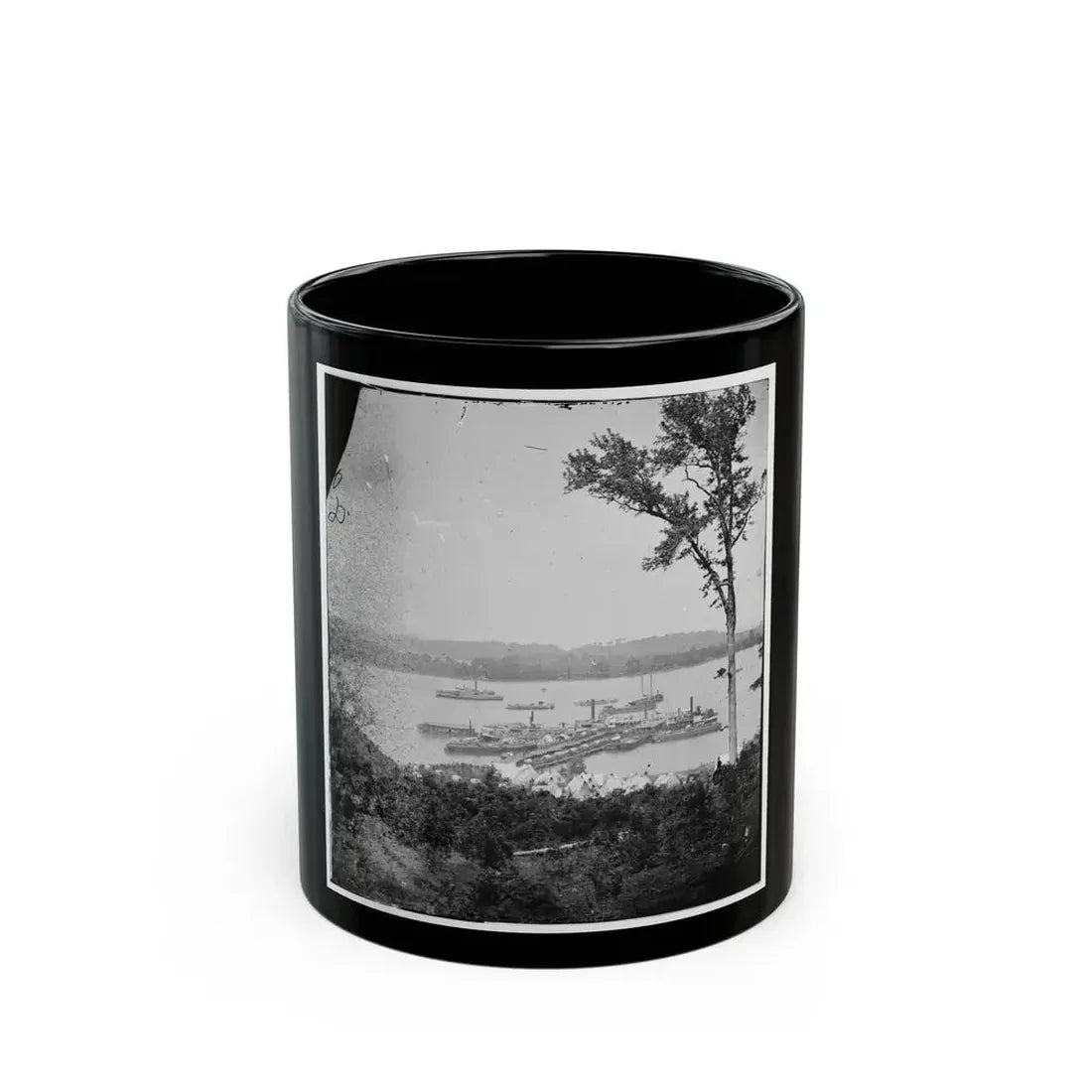 Belle Plain Landing, Virginia. View Of Camp And Transports. (Lower Landing). Photo Taken Near Bull Bluff -3 (U.S. Civil War) Black Coffee Mug 11oz - Go Mug Yourself
