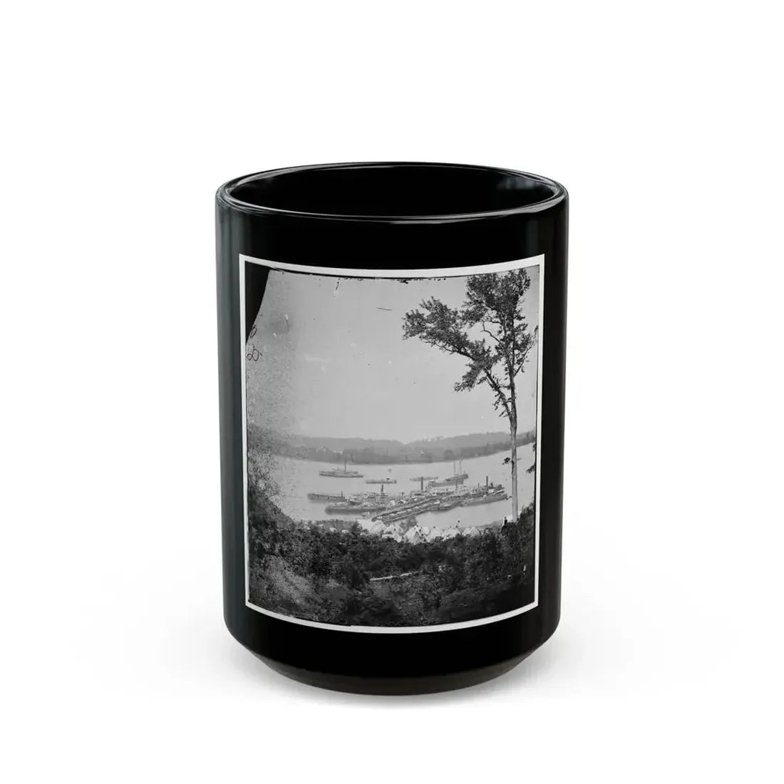 Belle Plain Landing, Virginia. View Of Camp And Transports. (Lower Landing). Photo Taken Near Bull Bluff -3 (U.S. Civil War) Black Coffee Mug 15oz - Go Mug Yourself