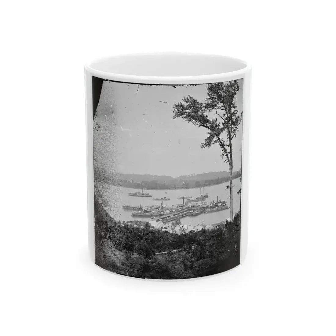 Belle Plain Landing, Virginia. View Of Camp And Transports. (Lower Landing). Photo Taken Near Bull Bluff -3 (U.S. Civil War) White Coffee Mug 11oz - Go Mug Yourself
