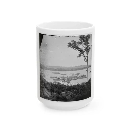 Belle Plain Landing, Virginia. View Of Camp And Transports. (Lower Landing). Photo Taken Near Bull Bluff -3 (U.S. Civil War) White Coffee Mug 15oz - Go Mug Yourself