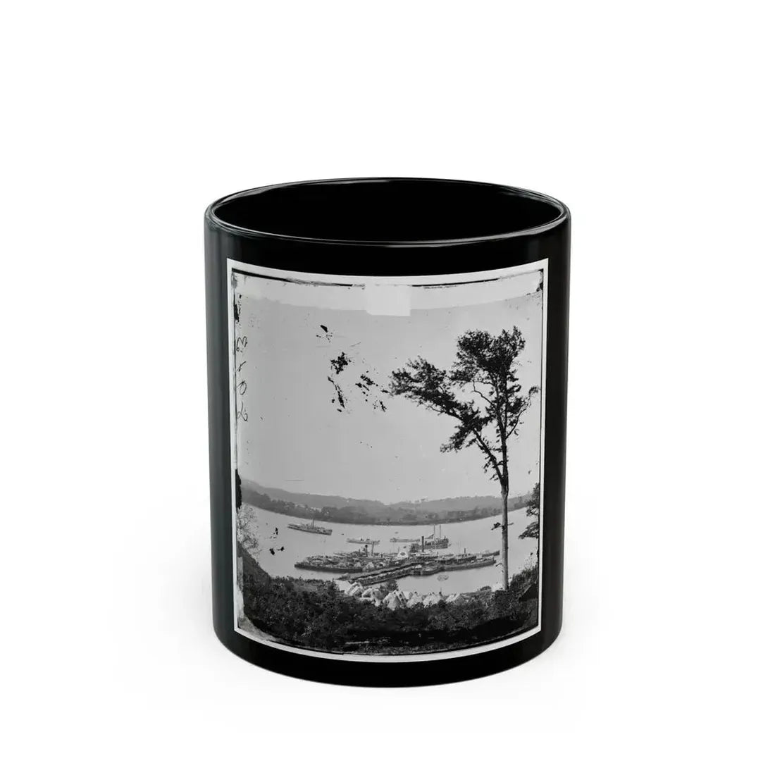 Belle Plain Landing, Virginia. View Of Camp And Transports. (Lower Landing). Photo Taken Near Bull Bluff (U.S. Civil War) Black Coffee Mug 11oz - Go Mug Yourself