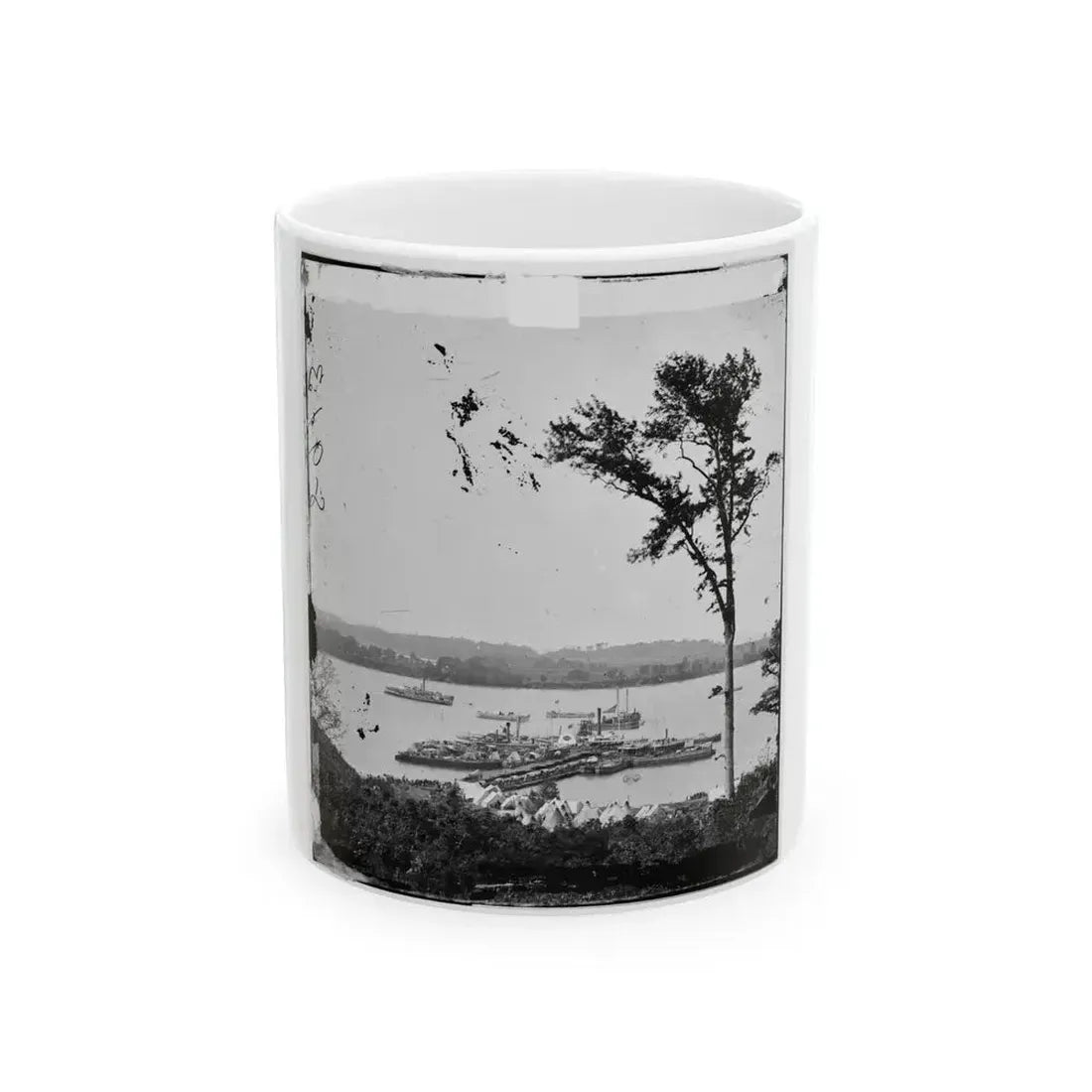 Belle Plain Landing, Virginia. View Of Camp And Transports. (Lower Landing). Photo Taken Near Bull Bluff (U.S. Civil War) White Coffee Mug 11oz - Go Mug Yourself