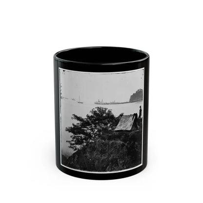 Belle Plain Landing, Virginia. Distance View Of Belle Plain Landing On The James River (U.S. Civil War) Black Coffee Mug-11oz-Go Mug Yourself