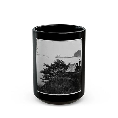 Belle Plain Landing, Virginia. Distance View Of Belle Plain Landing On The James River (U.S. Civil War) Black Coffee Mug-15oz-Go Mug Yourself