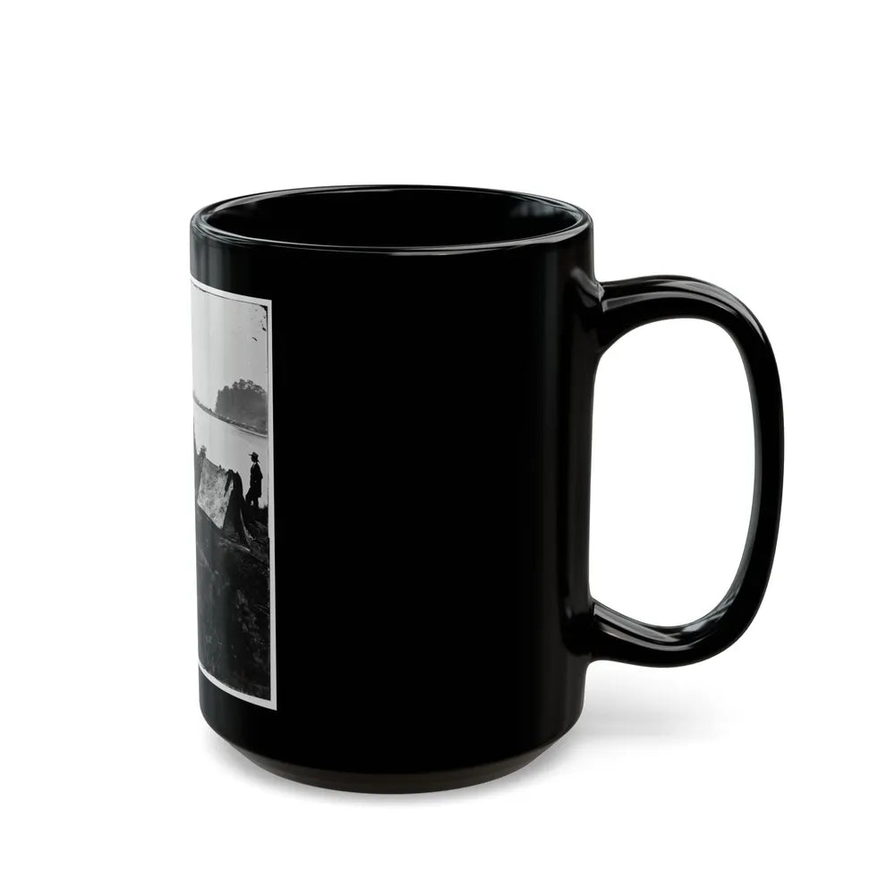 Belle Plain Landing, Virginia. Distance View Of Belle Plain Landing On The James River (U.S. Civil War) Black Coffee Mug-Go Mug Yourself