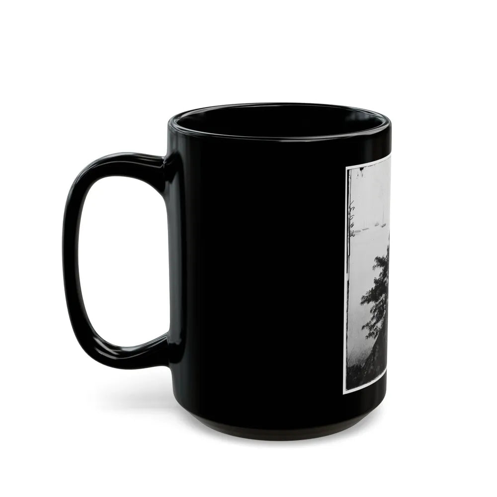 Belle Plain Landing, Virginia. Distance View Of Belle Plain Landing On The James River (U.S. Civil War) Black Coffee Mug-Go Mug Yourself