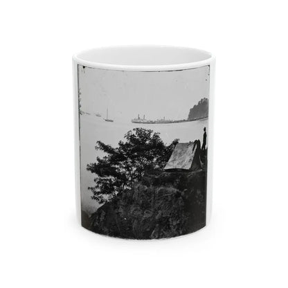 Belle Plain Landing, Virginia. Distance View Of Belle Plain Landing On The James River (U.S. Civil War) White Coffee Mug-11oz-Go Mug Yourself