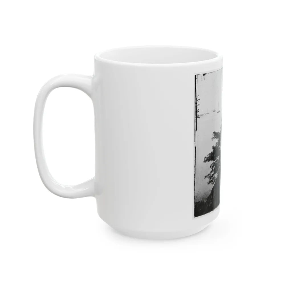 Belle Plain Landing, Virginia. Distance View Of Belle Plain Landing On The James River (U.S. Civil War) White Coffee Mug-Go Mug Yourself