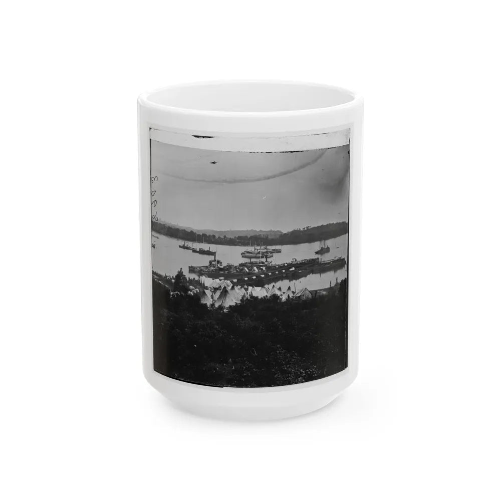 Belle Plain Landing, Virginia. View Of Camp And Transports. (Lower Landing). Photo Taken Near Bull Bluff -2 (U.S. Civil War) White Coffee Mug-15oz-Go Mug Yourself