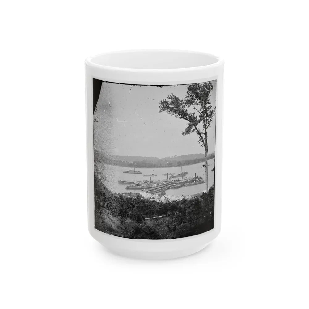 Belle Plain Landing, Virginia. View Of Camp And Transports. (Lower Landing). Photo Taken Near Bull Bluff -3 (U.S. Civil War) White Coffee Mug-15oz-Go Mug Yourself