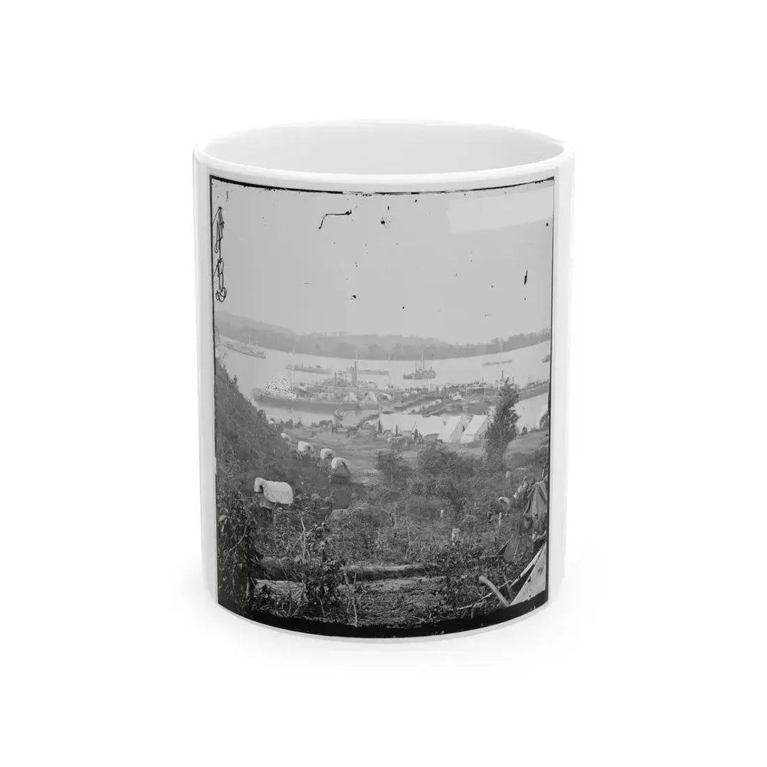 Belle Plain, Va.  Army Wagons And Transports At The Lower Landing (U.S. Civil War) White Coffee Mug 11oz - Go Mug Yourself