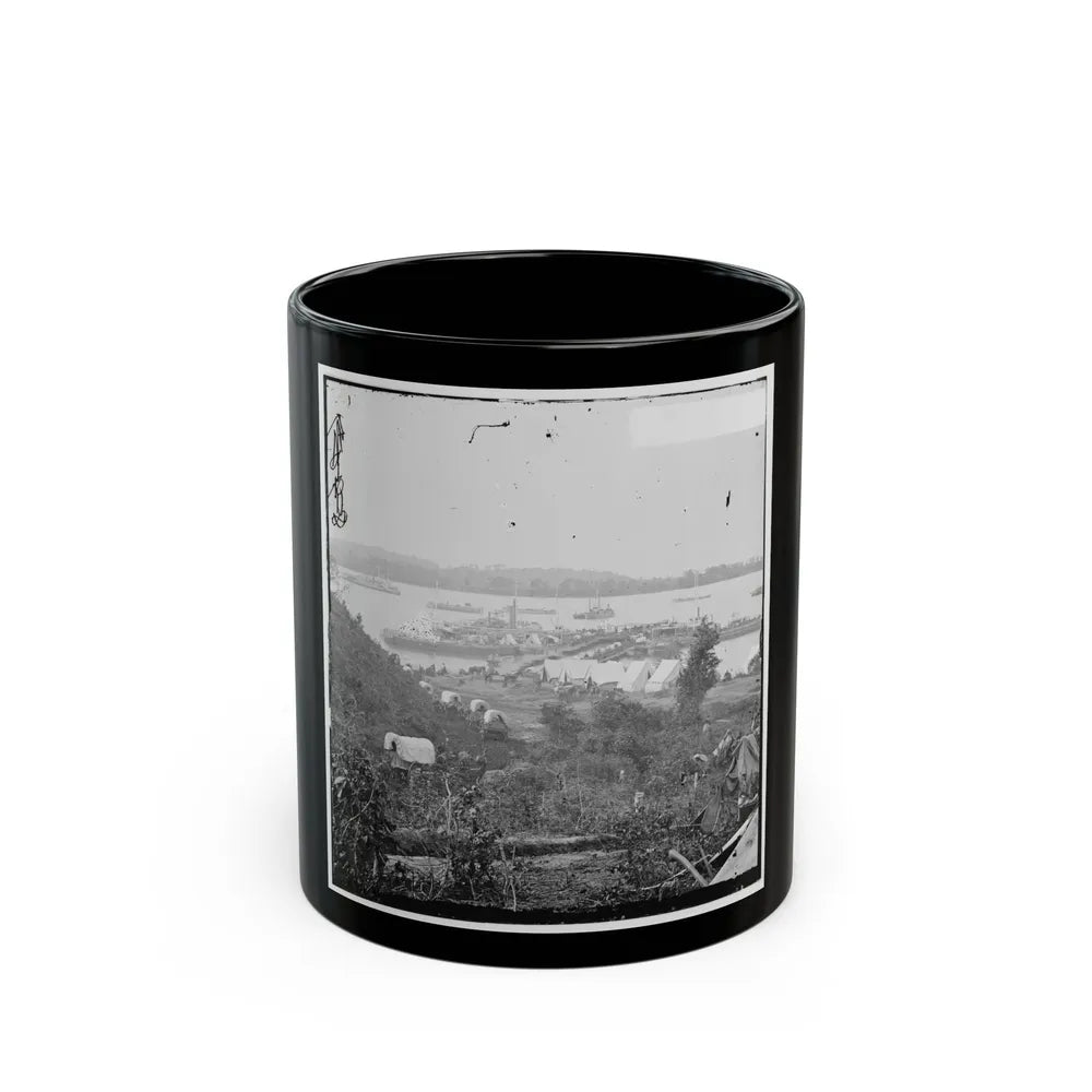 Belle Plain, Va. Army Wagons And Transports At The Lower Landing (U.S. Civil War) Black Coffee Mug-11oz-Go Mug Yourself