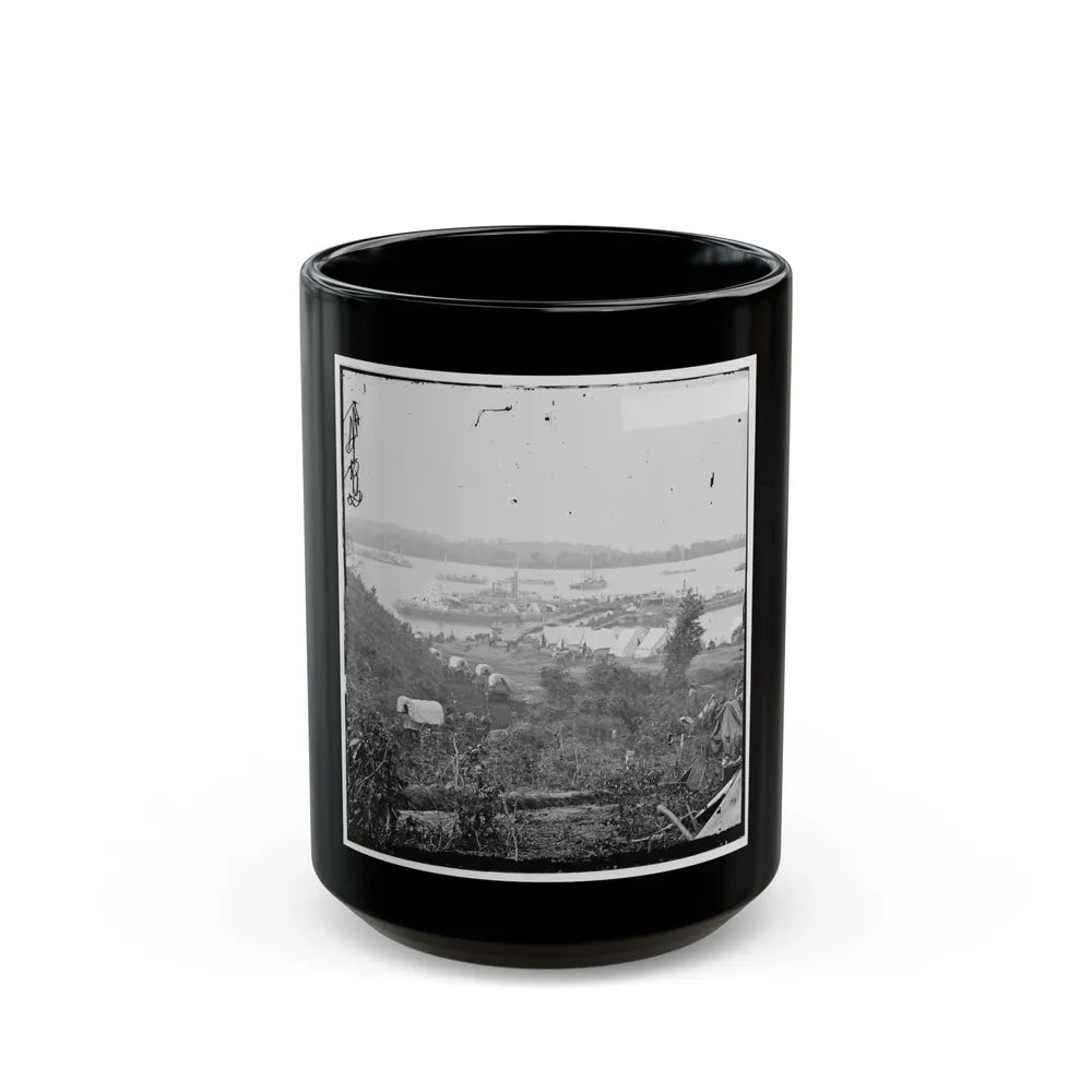 Belle Plain, Va. Army Wagons And Transports At The Lower Landing (U.S. Civil War) Black Coffee Mug-15oz-Go Mug Yourself