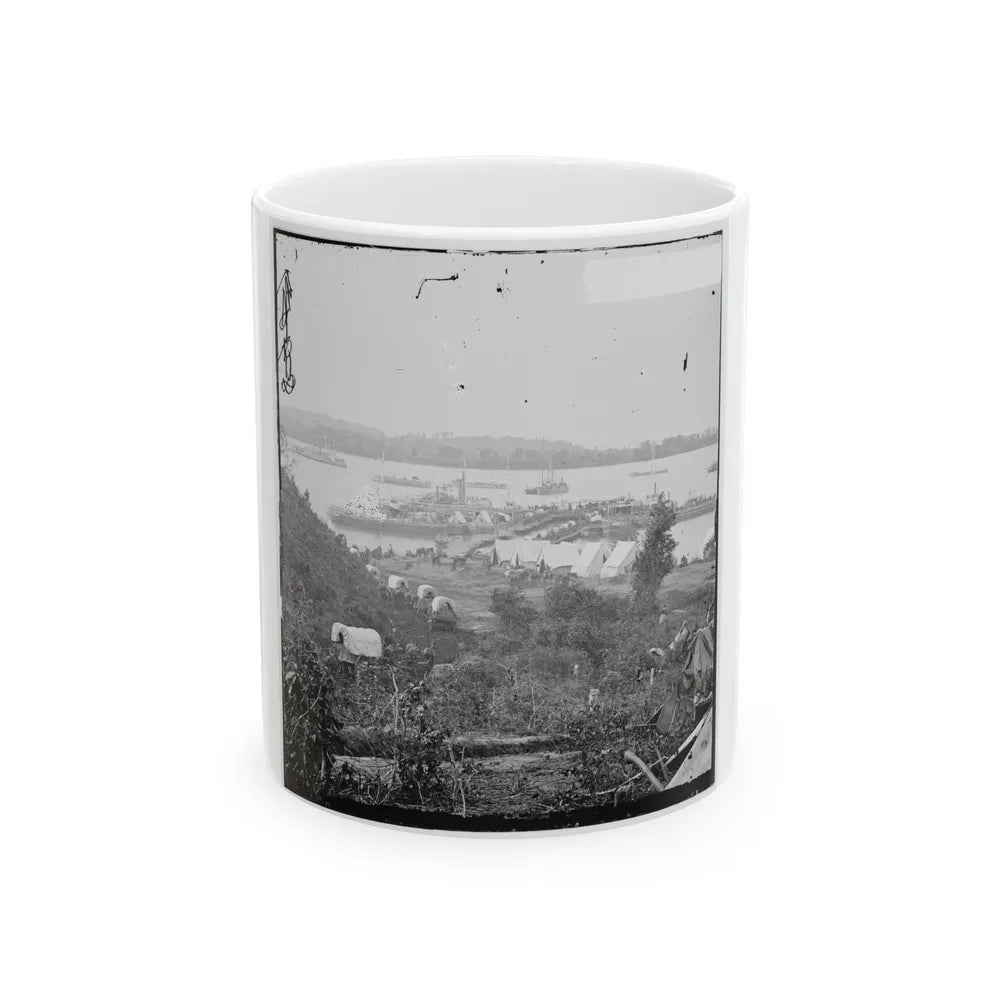 Belle Plain, Va. Army Wagons And Transports At The Lower Landing (U.S. Civil War) White Coffee Mug-11oz-Go Mug Yourself