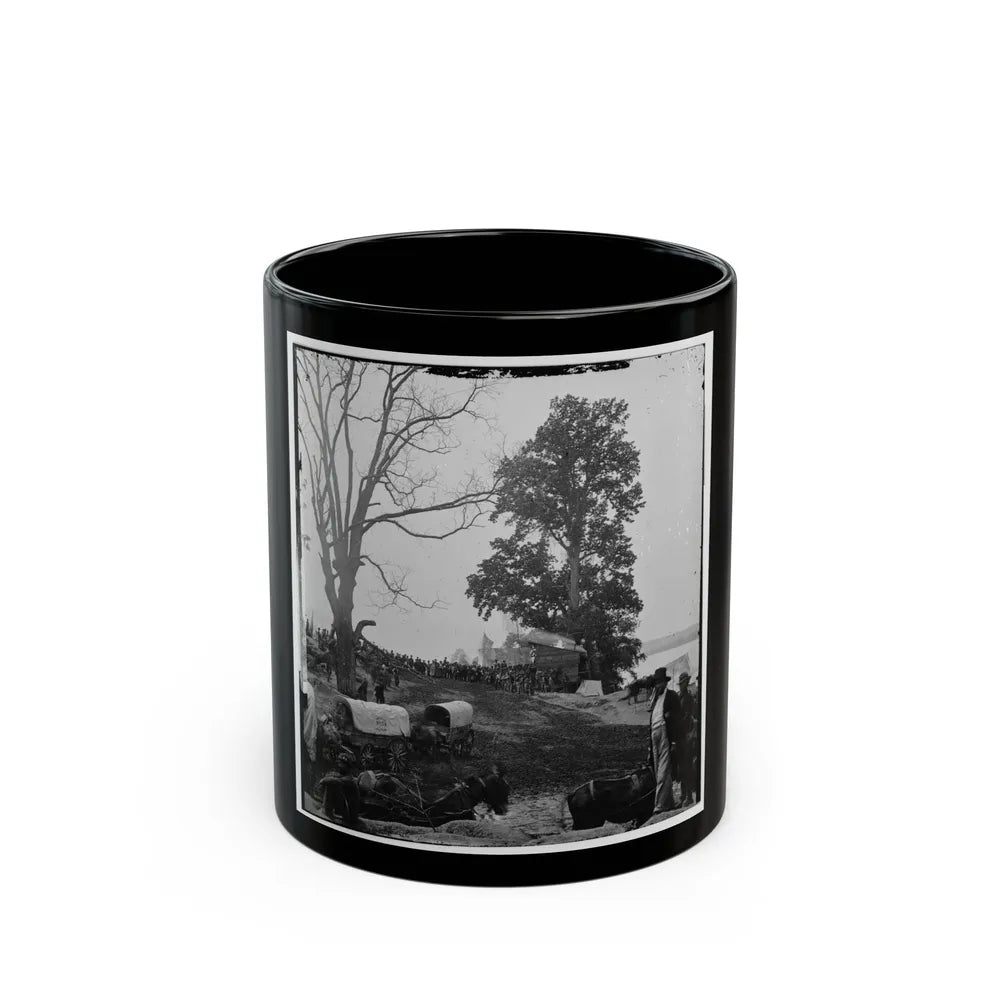 Belle Plain, Va. Wagons Of The Sanitary Commission And A Crowd At The Landing (U.S. Civil War) Black Coffee Mug-11oz-Go Mug Yourself