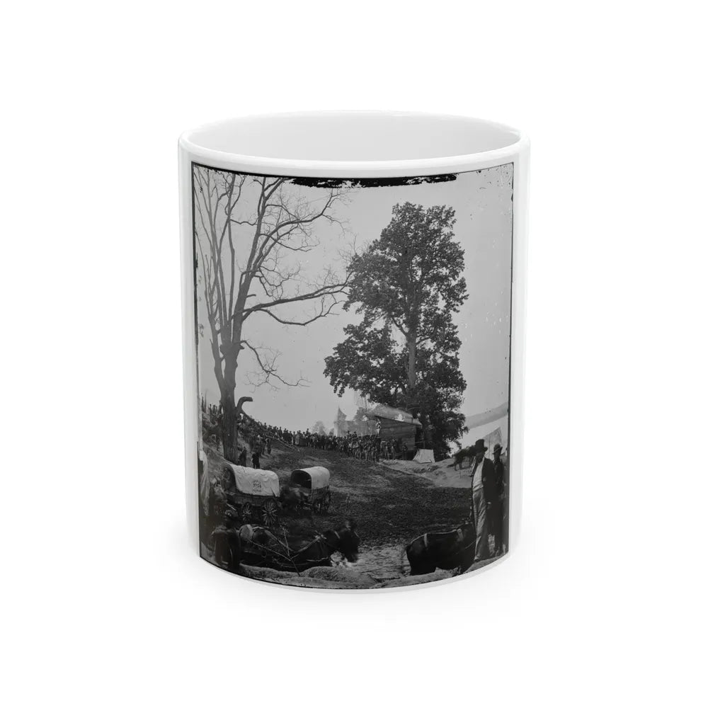 Belle Plain, Va. Wagons Of The Sanitary Commission And A Crowd At The Landing (U.S. Civil War) White Coffee Mug-11oz-Go Mug Yourself