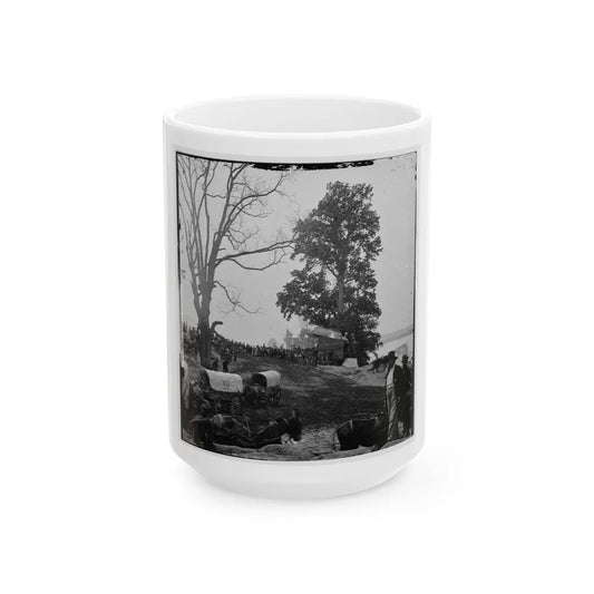 Belle Plain, Va. Wagons Of The Sanitary Commission And A Crowd At The Landing (U.S. Civil War) White Coffee Mug-15oz-Go Mug Yourself