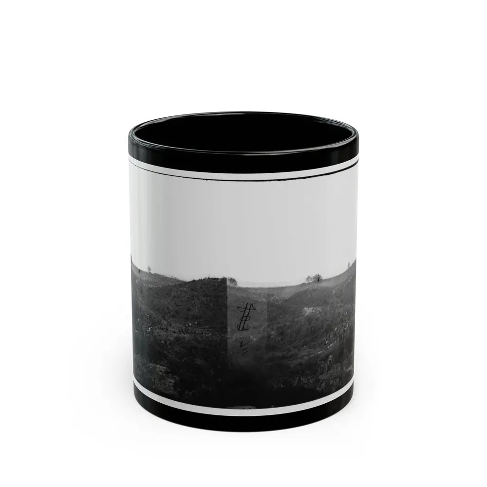 Belle Plain, Virginia. Encampment Of 7,000 Confederates In The Punch Bowl (2) (U.S. Civil War) Black Coffee Mug-11oz-Go Mug Yourself