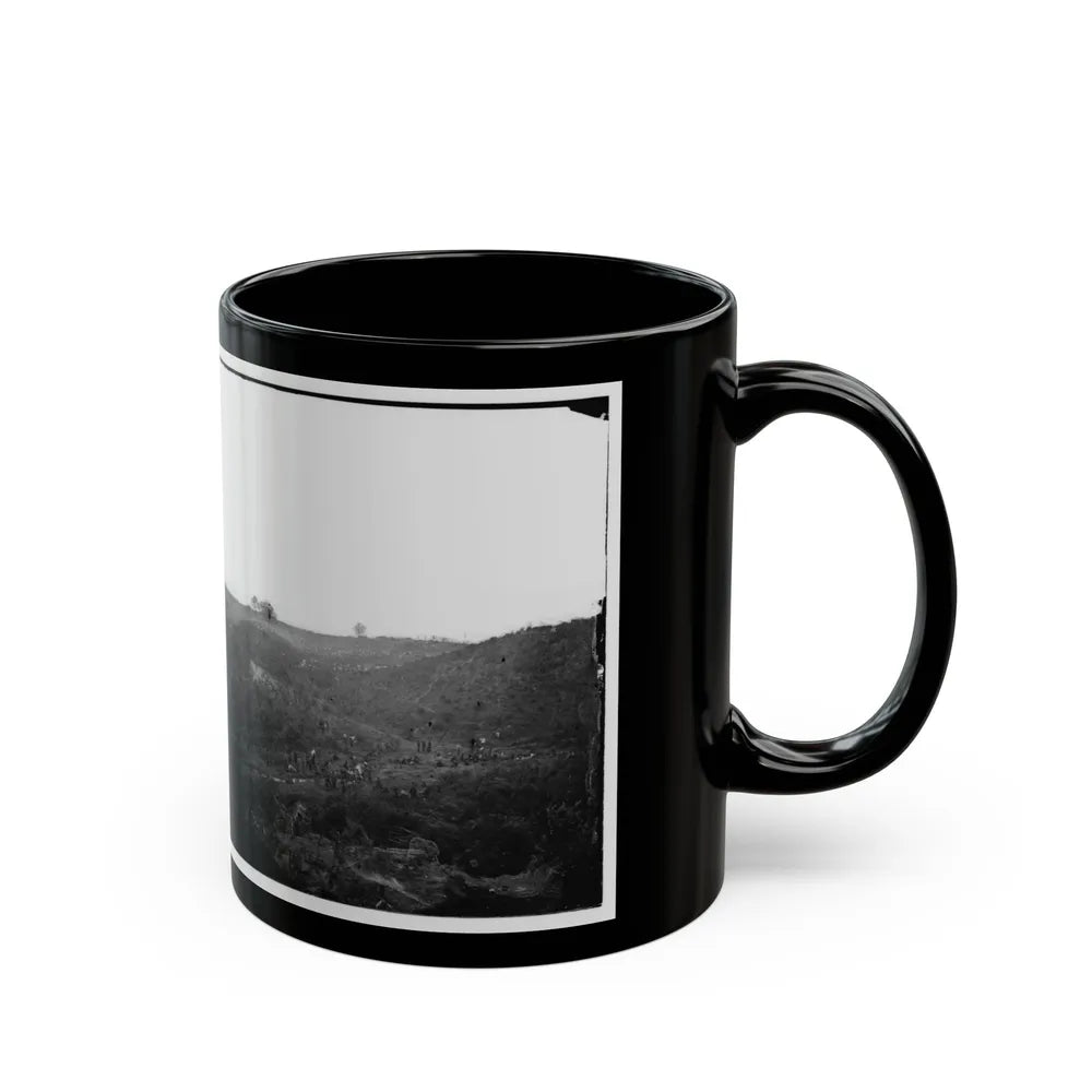 Belle Plain, Virginia. Encampment Of 7,000 Confederates In The Punch Bowl (2) (U.S. Civil War) Black Coffee Mug-Go Mug Yourself