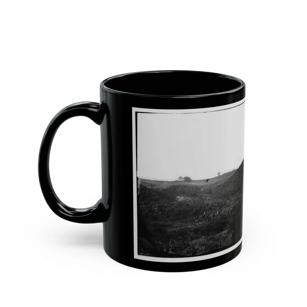 Belle Plain, Virginia. Encampment Of 7,000 Confederates In The Punch Bowl (2) (U.S. Civil War) Black Coffee Mug-Go Mug Yourself