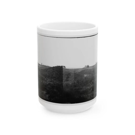 Belle Plain, Virginia. Encampment Of 7,000 Confederates In The Punch Bowl (2) (U.S. Civil War) White Coffee Mug-15oz-Go Mug Yourself