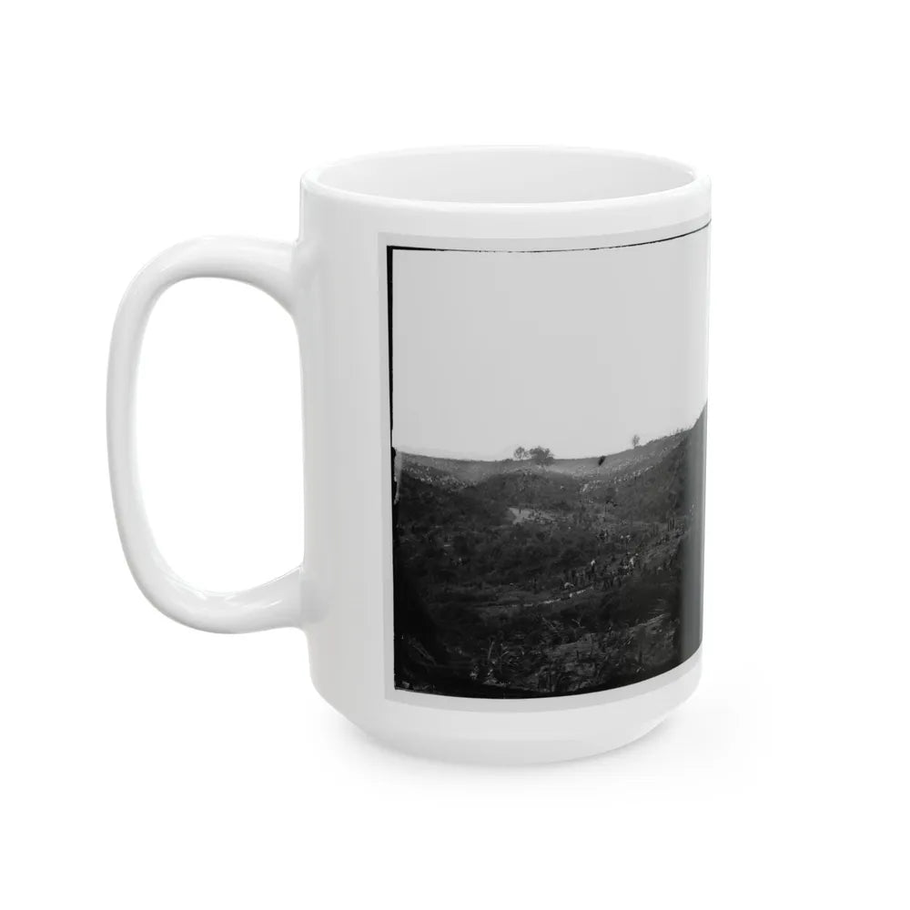 Belle Plain, Virginia. Encampment Of 7,000 Confederates In The Punch Bowl (2) (U.S. Civil War) White Coffee Mug-Go Mug Yourself