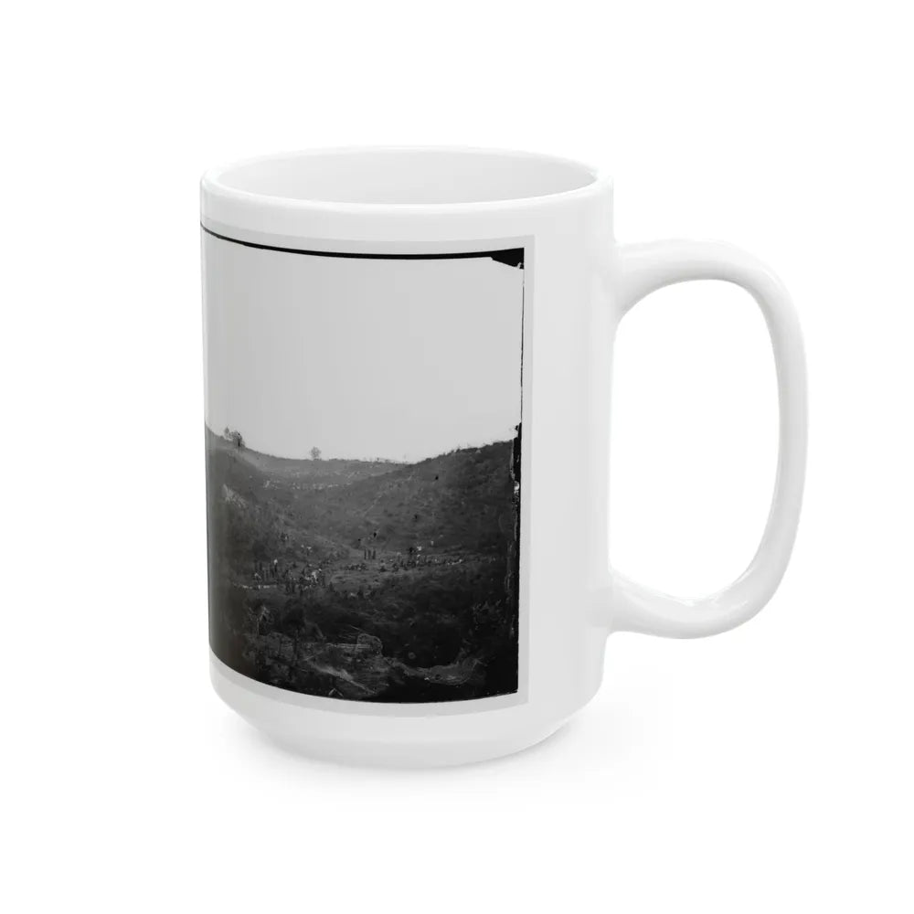 Belle Plain, Virginia. Encampment Of 7,000 Confederates In The Punch Bowl (2) (U.S. Civil War) White Coffee Mug-Go Mug Yourself