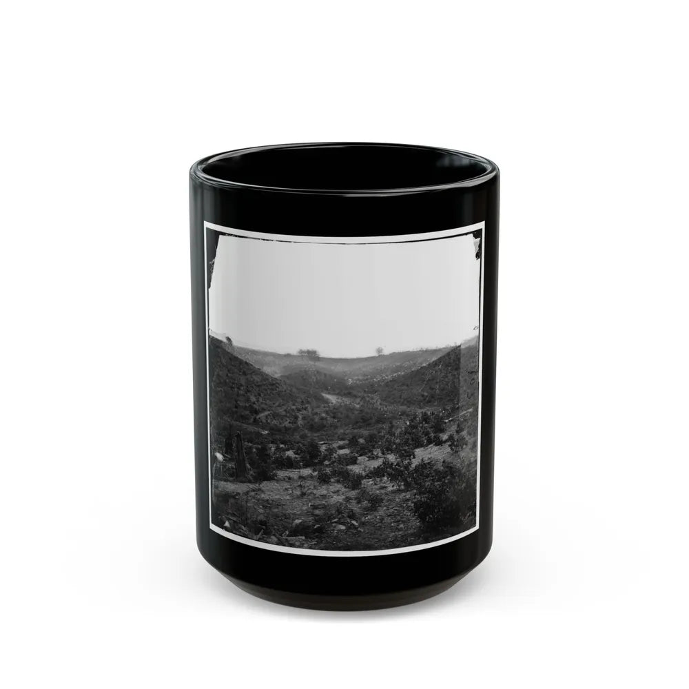 Belle Plain, Virginia. Encampment Of 7,000 Confederates In The Punch Bowl (U.S. Civil War) Black Coffee Mug-15oz-Go Mug Yourself