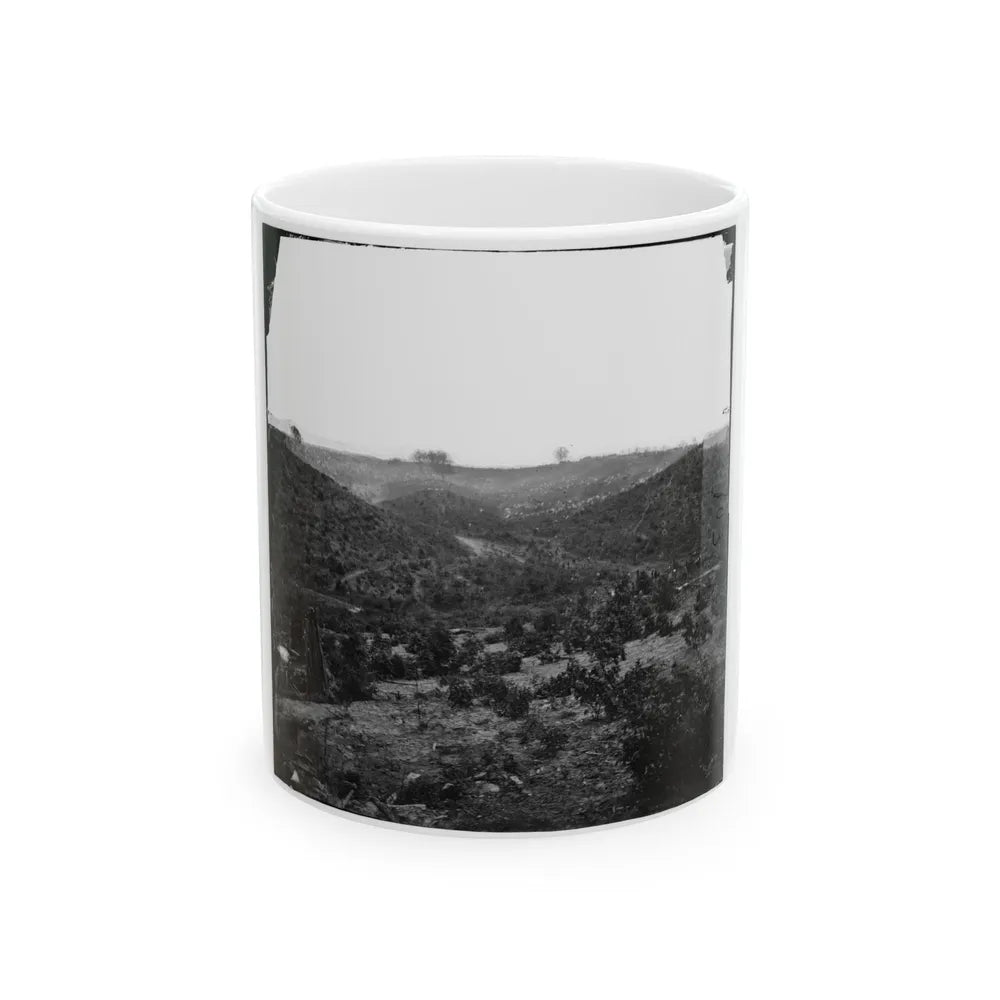 Belle Plain, Virginia. Encampment Of 7,000 Confederates In The Punch Bowl (U.S. Civil War) White Coffee Mug-11oz-Go Mug Yourself